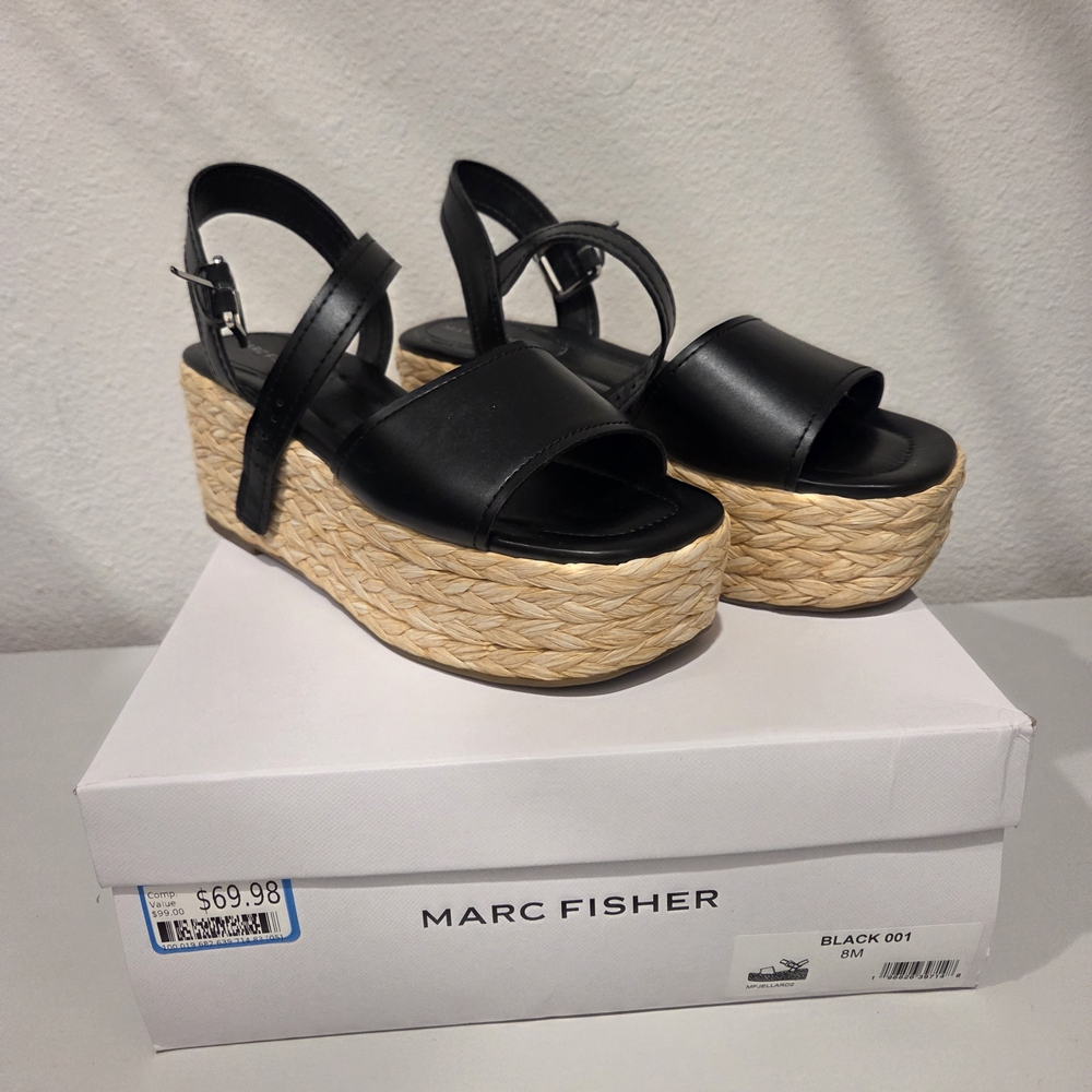 Marc Fisher Black Platform Sandals Size 8M
